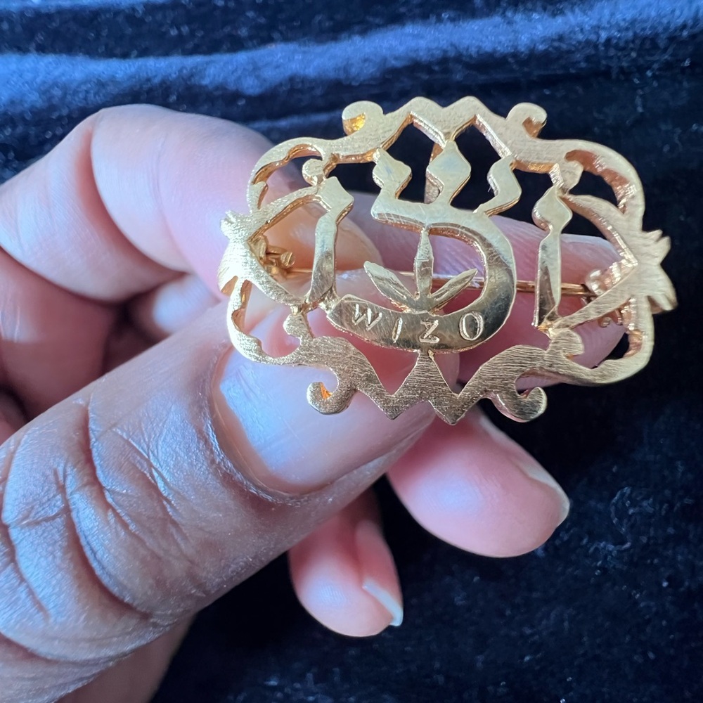 Vintage Wizo  Gold Brooch